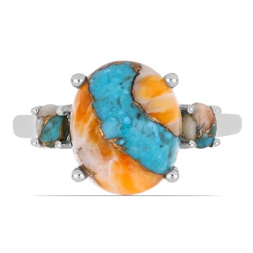 BUY 925 SILVER REAL OYSTER TURQUOISE GEMSTONE RING